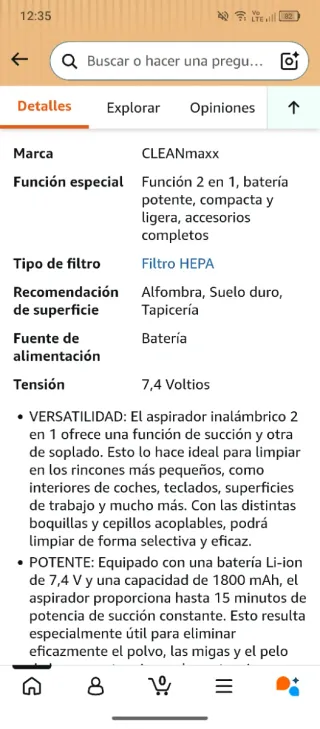 Aspirador portatil Cleanmaxx