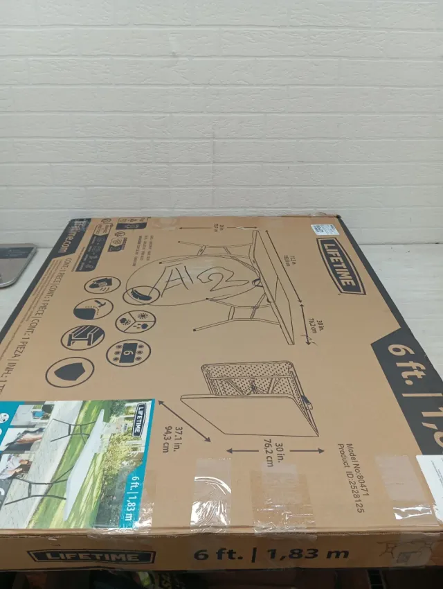 Mesa Rectangular Plegable Blanco 184 x 76 x 73.5 c