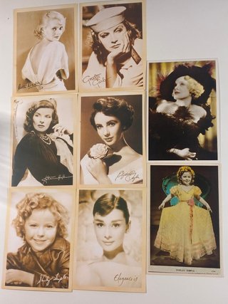 Lote 8 postales actrices Hollywood vintage