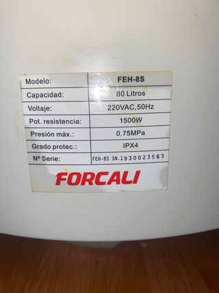 Termo Eléctrico Forcali 80L Sedna FEH-8S