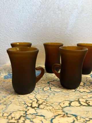 6 Bicchierini Vetro Marrone Vintage