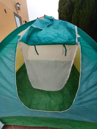 Carpa tienda de campaña gris y verde 180x180x135