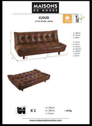 Divano letto grigio Maison du Monde