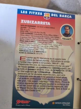 Colección vintage de fichas de jugadores del FCB