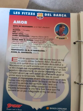 Colección vintage de fichas de jugadores del FCB