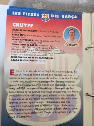 Colección vintage de fichas de jugadores del FCB