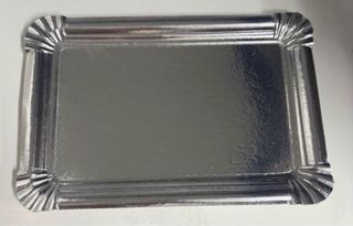 50 Bandejas Cartón Plateadas
