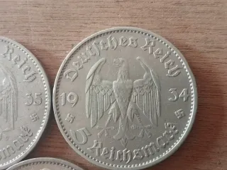 3 Monedas Plata 5 Marcos Alemania Nazi