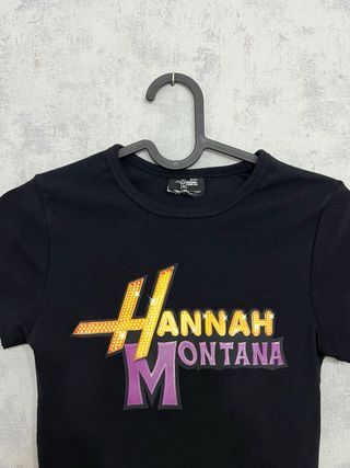 Camiseta Crop Top Hannah Montana Negra