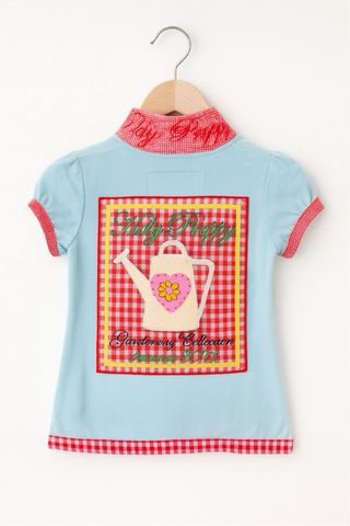 Polo Celeste Mujer Cuadros T. Xs