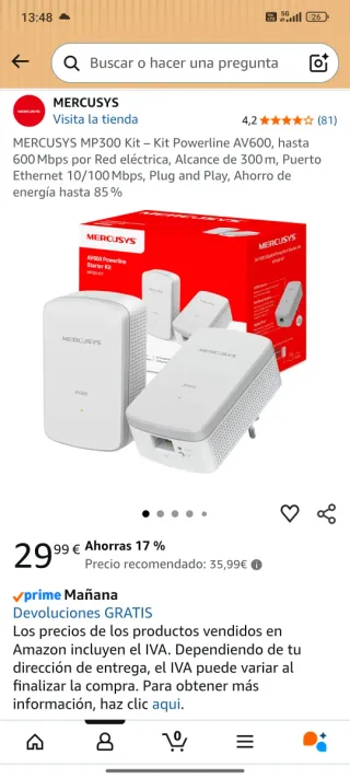 Kit Inicio Powerline Mercusys AV600