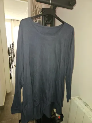 Camiseta manga larga algodón azul XXL