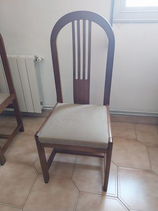 4 Sillas de Cocina Madera y Tela