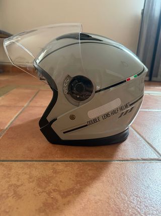 Casco Jet Gris Doble Lente