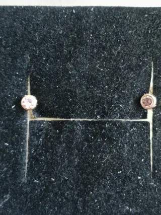 Conjunto pendientes Oro 9K circonitas rosa