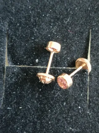 Conjunto pendientes Oro 9K circonitas rosa