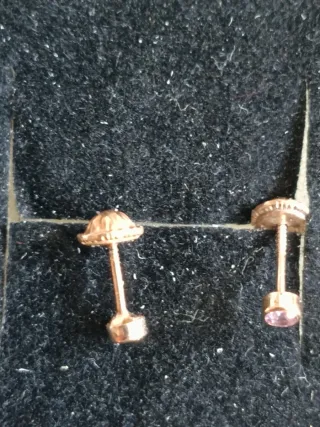 Conjunto pendientes Oro 9K circonitas rosa