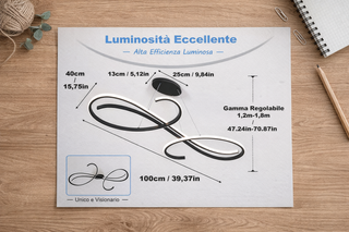 Lampada LED Design Infinity 45W Dimmerabile 100cm