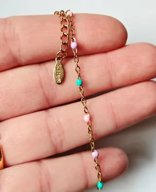 Pulsera de acero con esmalte multicolor