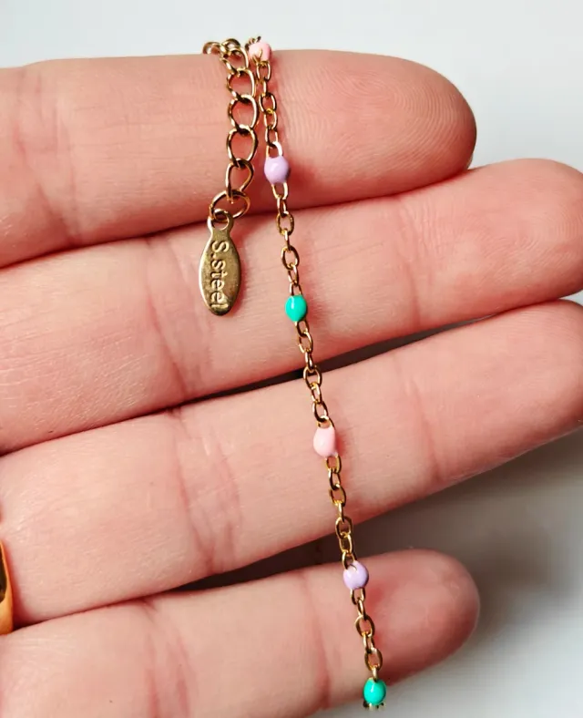 Pulsera de acero con esmalte multicolor