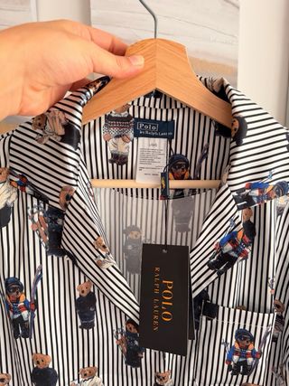 Pijama Polo Bear satén gris