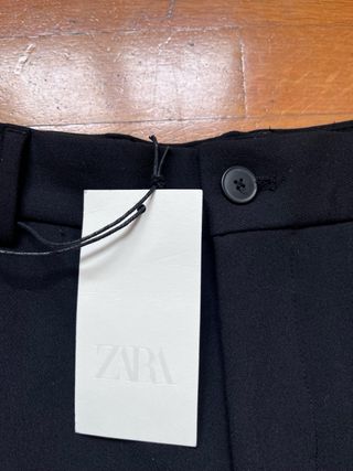 Pantalón Zara Relaxed Fit Pliegues Negro