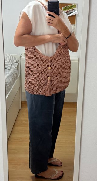 Bolso de rafia rosa