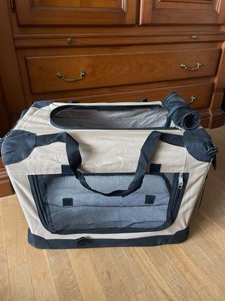 Transportín Plegable Perro/Gato Beige/Negro