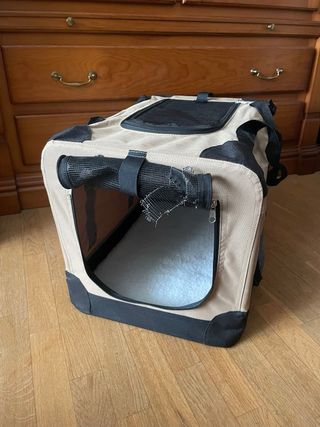 Transportín Plegable Perro/Gato Beige/Negro