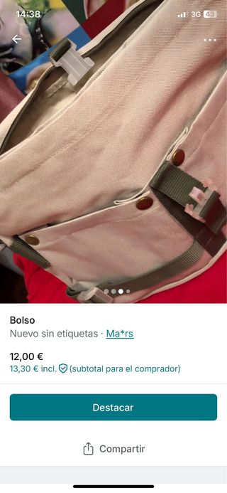 Bolso de hombre Ma*rs beige,mudo 40 cm de ancho