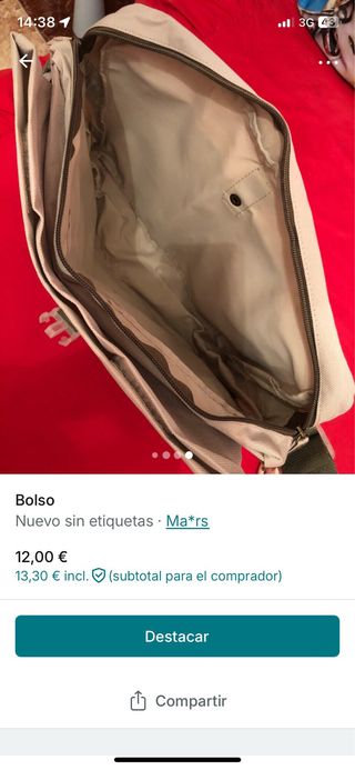 Bolso de hombre Ma*rs beige,mudo 40 cm de ancho