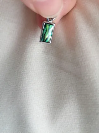 Dije Rectangular Plata con Abulón