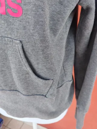Felpa Adidas Grigia con Logo Rosa Taglia M