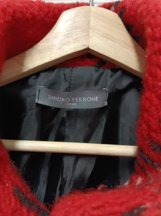 Abrigo italiano lana rojo cuadros Talla 40/42