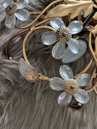 Lámpara Art Decó Flores Doradas