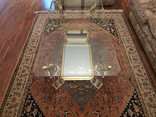 Mesa de centro cristal y elefantes dorados