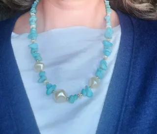 Collana Turchese e Perle Bianche