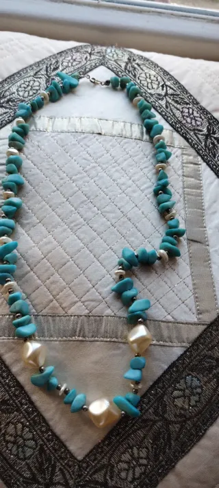 Collana Turchese e Perle Bianche