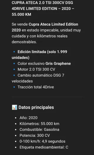 CUPRA ATECA  LIMITED EDITION 2020