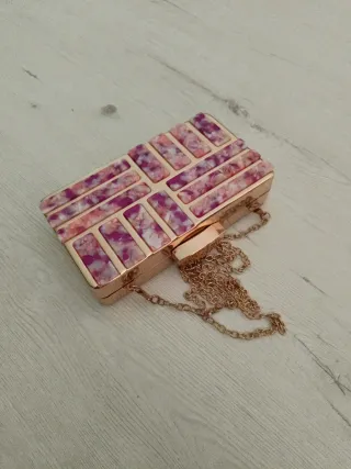 Bolso de fiesta dorado y rosa