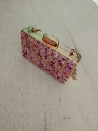 Bolso de fiesta dorado y rosa