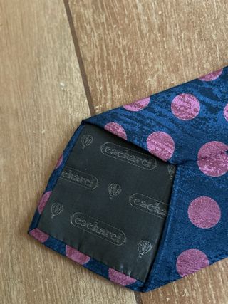 Cravatta Cacharel blu pois rosa
