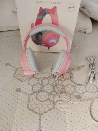 Cascos Gaming Tanooki Rosas con Orejas