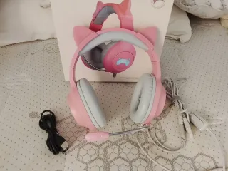 Cascos Gaming Tanooki Rosas con Orejas