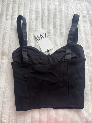 Top Zara lentejuelas y perlas