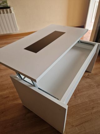 Mesa centro elevable blanca