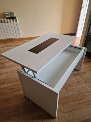 Mesa centro elevable blanca