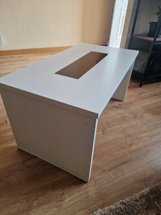 Mesa centro elevable blanca