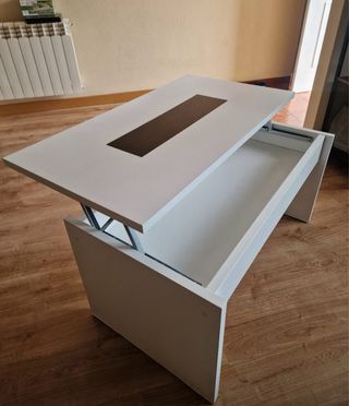 Mesa centro elevable blanca