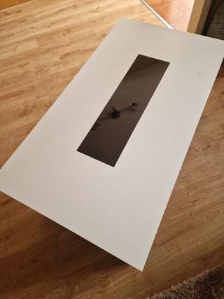 Mesa centro elevable blanca